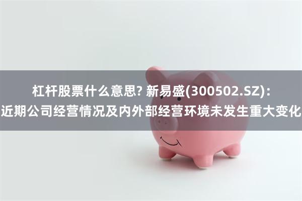 杠杆股票什么意思? 新易盛(300502.SZ)：近期公司经营情况及内外部经营环境未发生重大变化